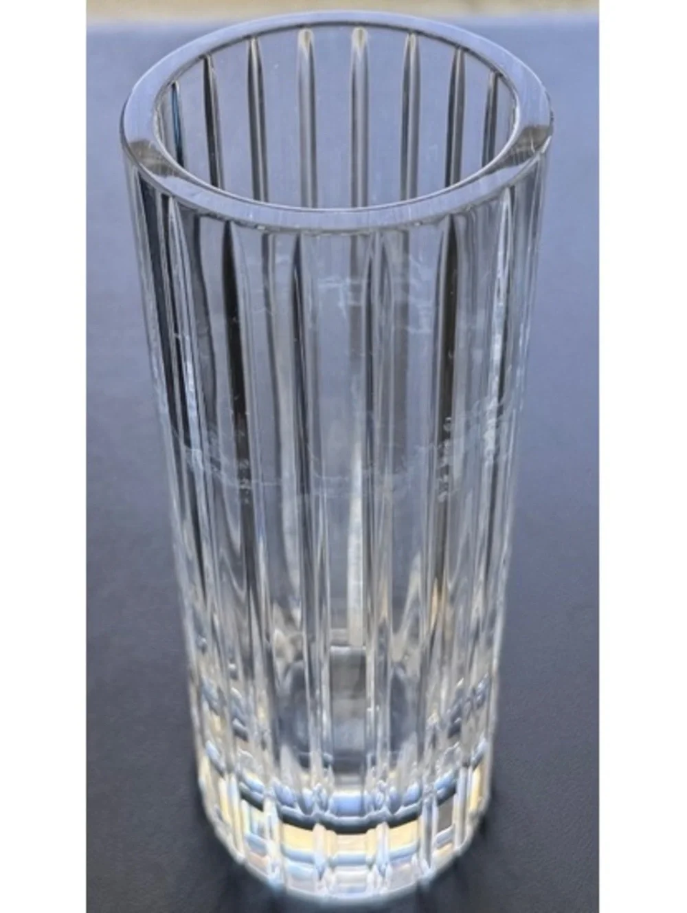 Vintage Baccarat France Harmonie Crystal Vase Vertical Fluted Cut Signed